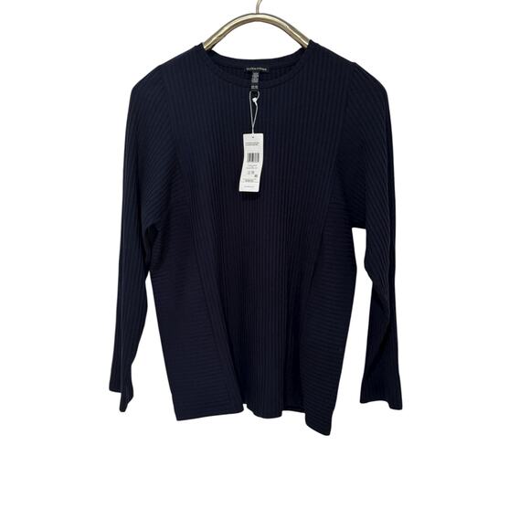 NWT! Eileen Fisher Blue Rib Knit Crew Neck Tunic Sweater XXS - Picture 6 of 9